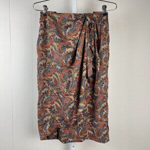 Vintage Howard Wolf‎ Faux Wrap Skirt Paisley Print Midi Elastic Waist Size Small
